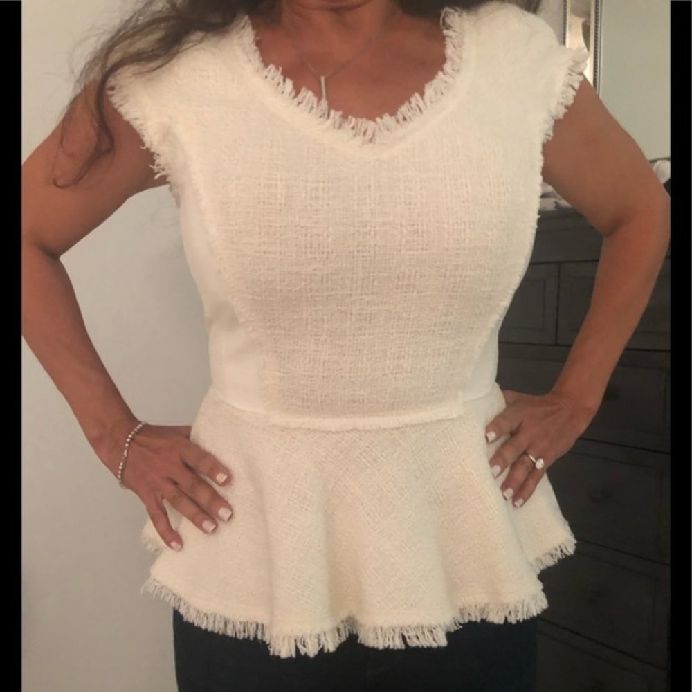 Rebecca Taylor Cream Peplum Blouse